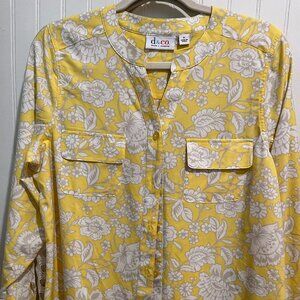 Denim & Company Yellow & Gray Blouse